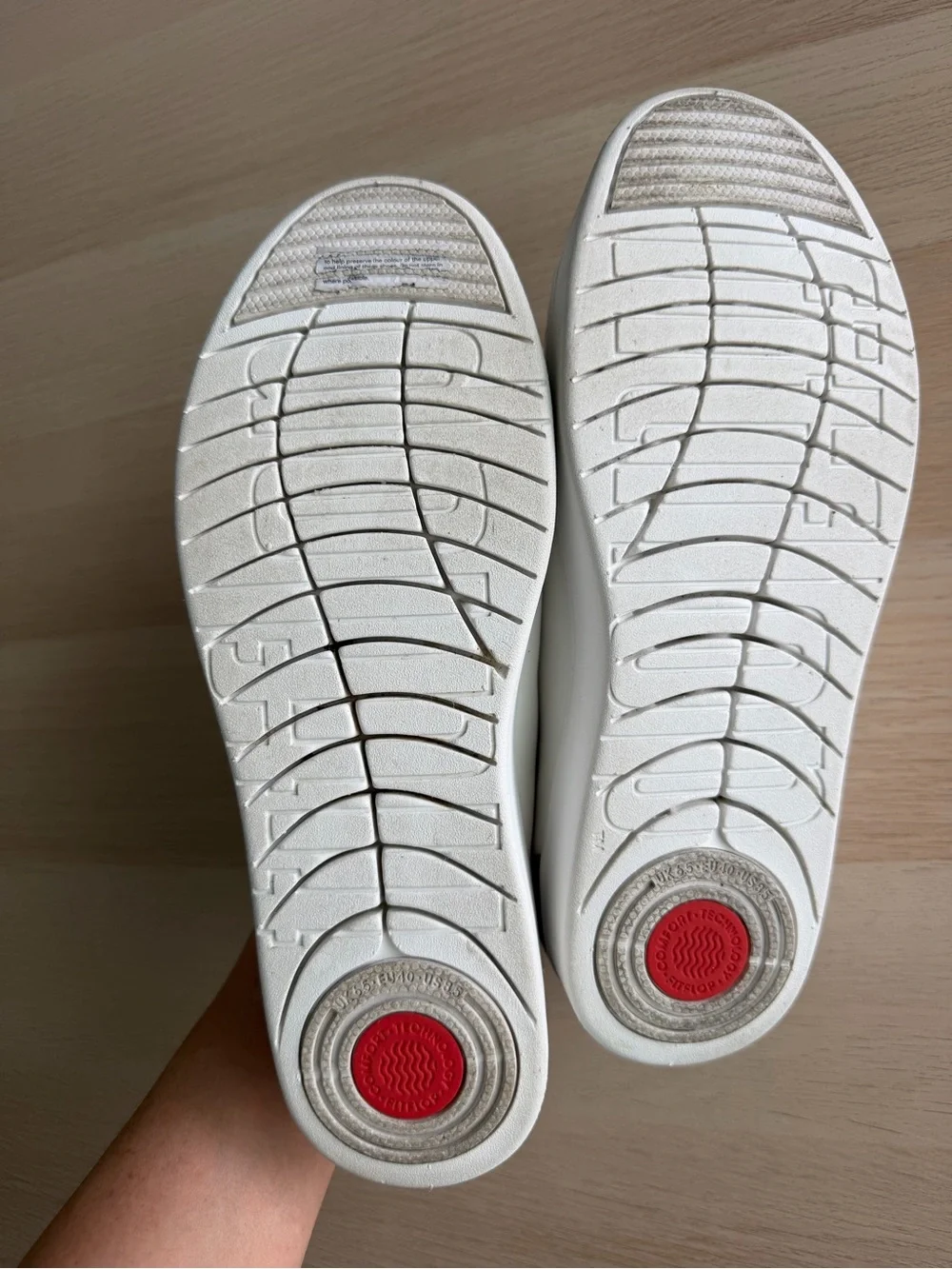 FitFlop Rally White Leather Sneakers Snake Trim Heel Comfort Sz 8.5 Never Worn
